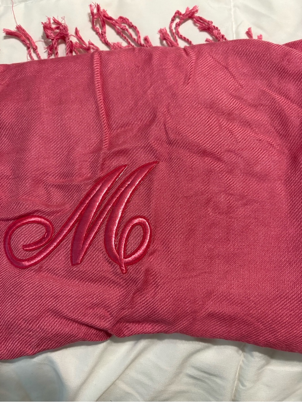 pink scarf with M
